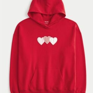 Holister Heart-Embroidered Hoodie - Valentines Day